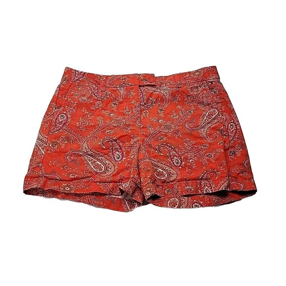 Tommy‎ Hilfiger Womens Orange Paisley Chino Short Shorts Size 10 - Picture 1 of 5